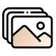 An icon depicting a group of images for inventory management.