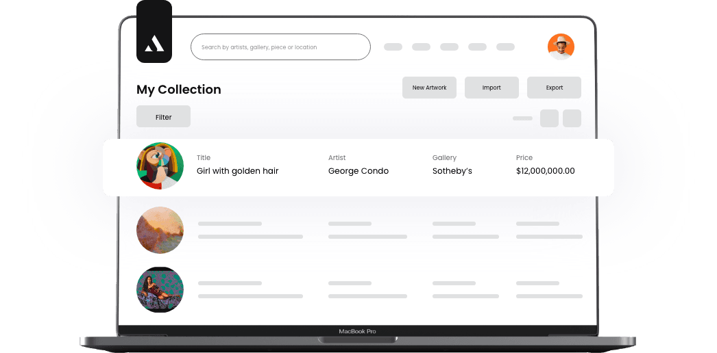 Art collection management dashboard