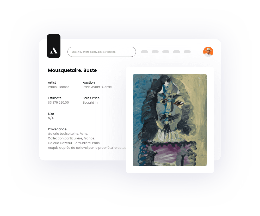 A screenshot showing ArtCollection.io's robust inventory management system.