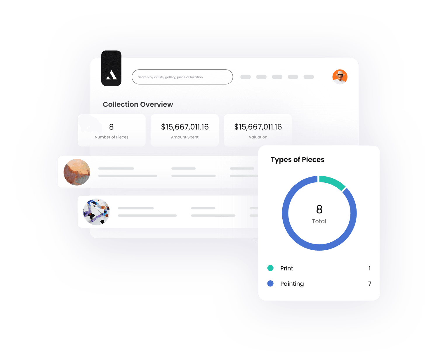 A group of female art collectors receiving a notification about their art collection